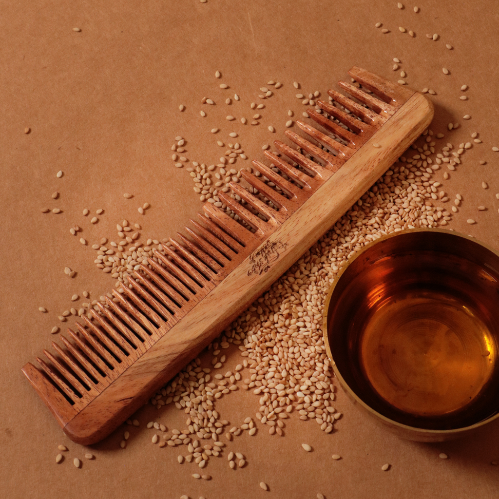 Sesame Oil Soaked Regular Neem Wood Comb