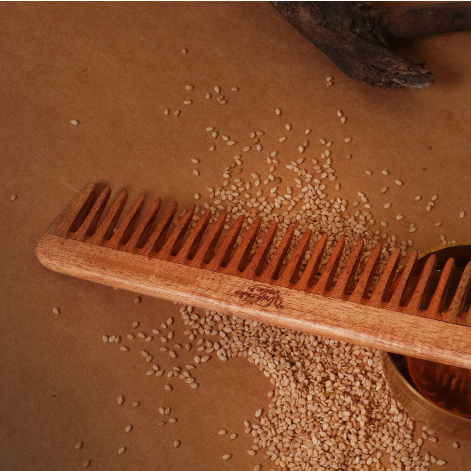 Sesame Oil Soaked Regular Neem Wide Tooth Comb