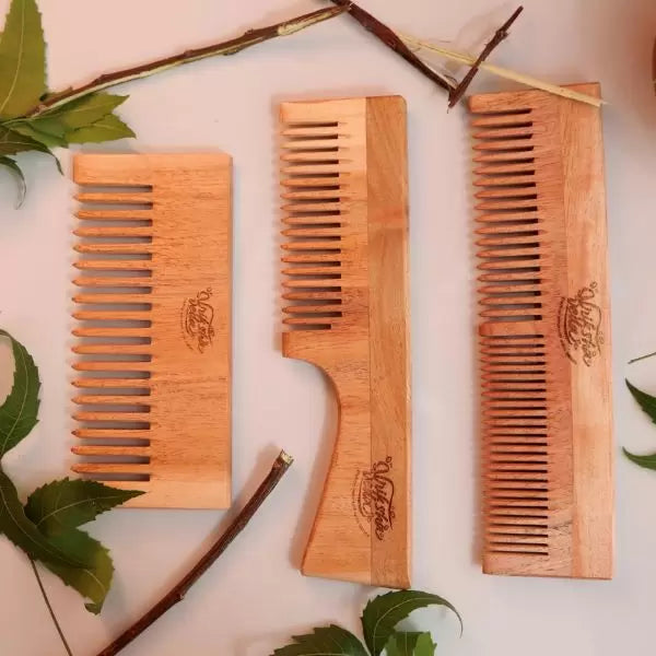 Sesame Oil Soaked Family Set of Neem Wood Combs