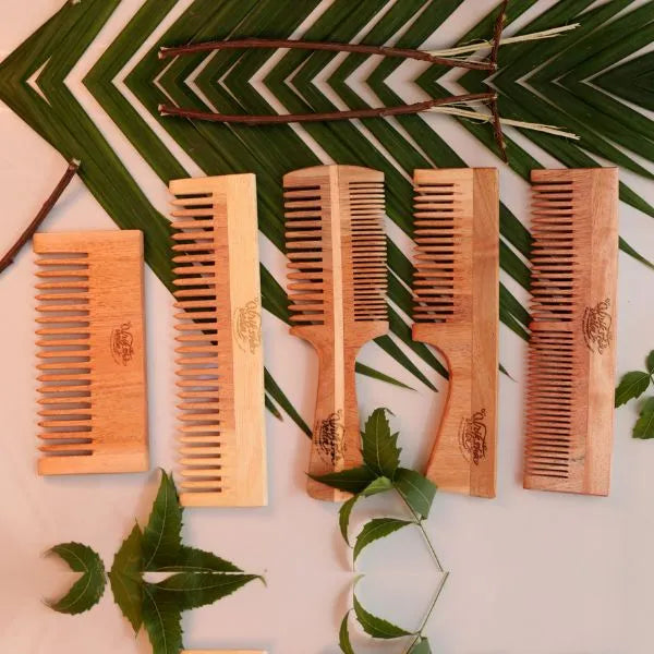 Sesame Oil Soaked Set of 5 Neem Wood Combs