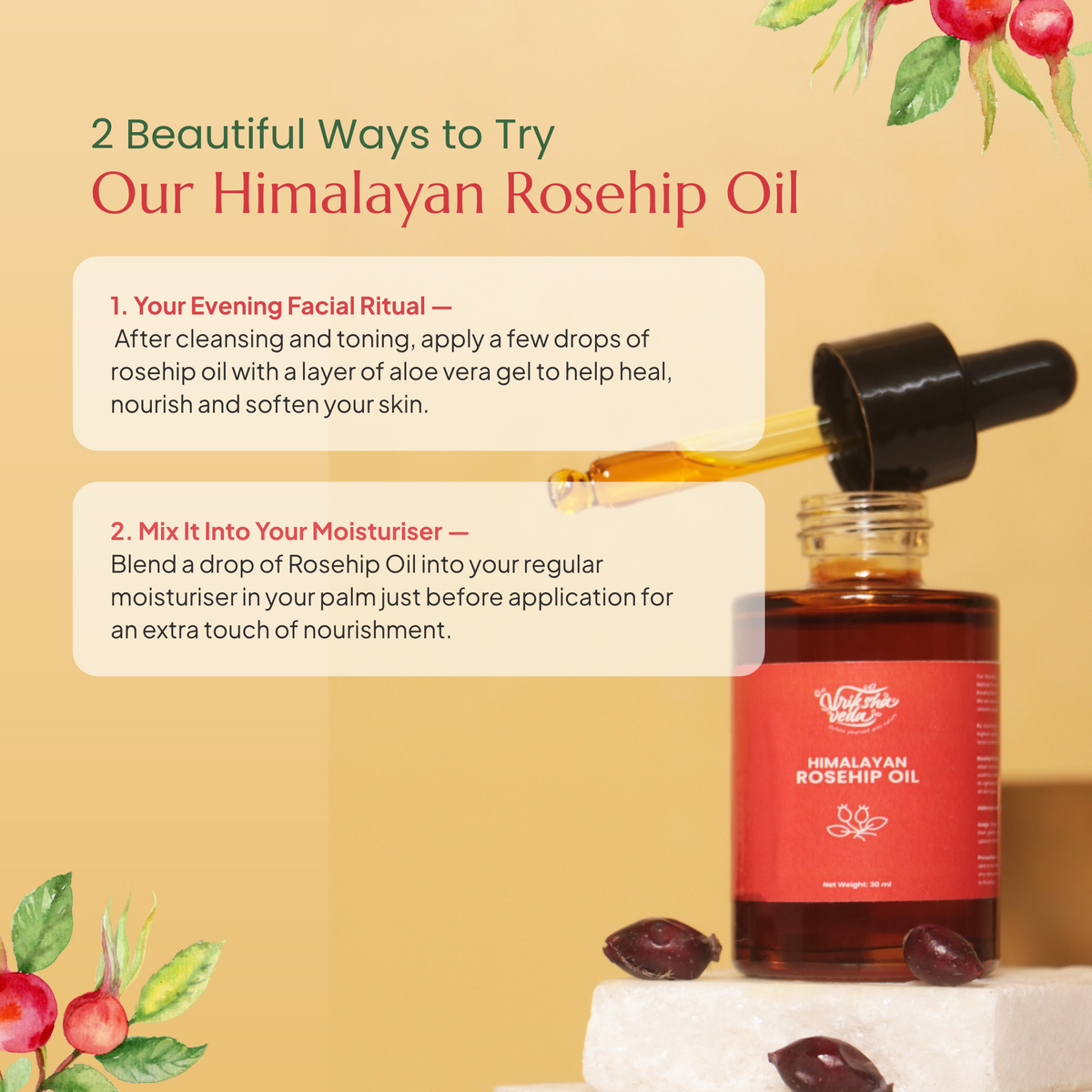 Buy Unrefined Rosehip Oil for Face and Skin Online in India