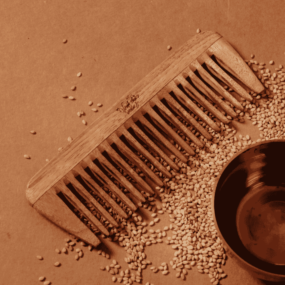 Sesame Oil Soaked Wide Tooth Neem Wood Comb