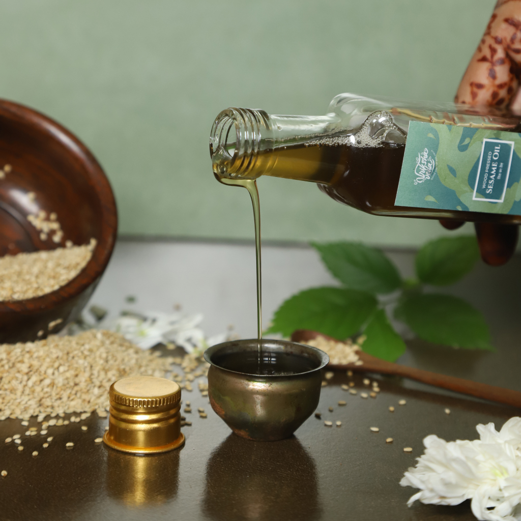 100% Pure Wood Pressed Sesame Oil for Skin & Hair Care